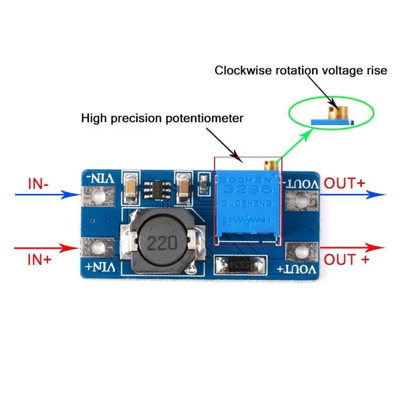 MT3608 2A Adjustable DC-DC Boost Converter Module