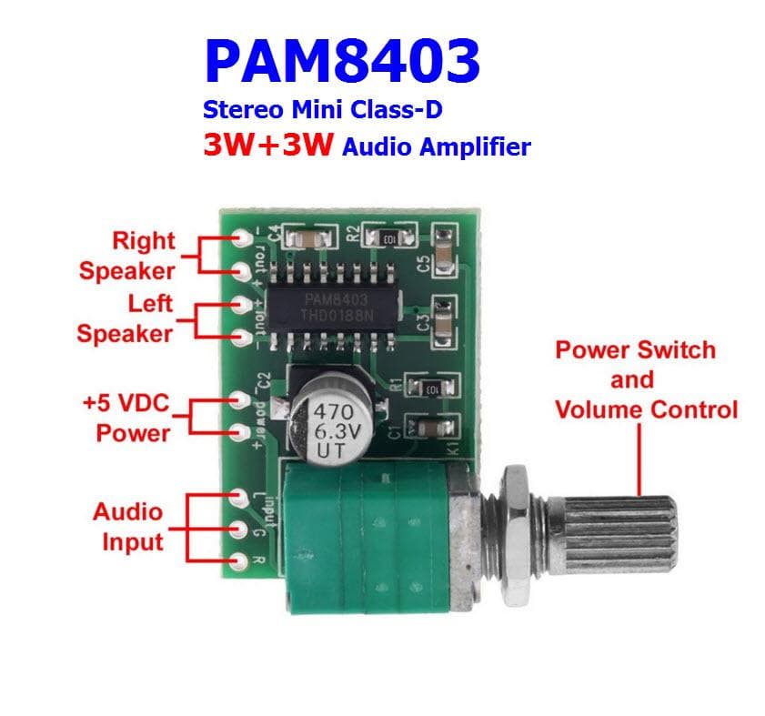 PAM8403 Mini 5V 3W+3W Stereo Audio Amplifier Module