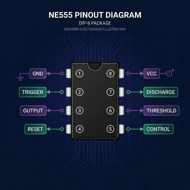 NE555P Timer IC – 8-Pin