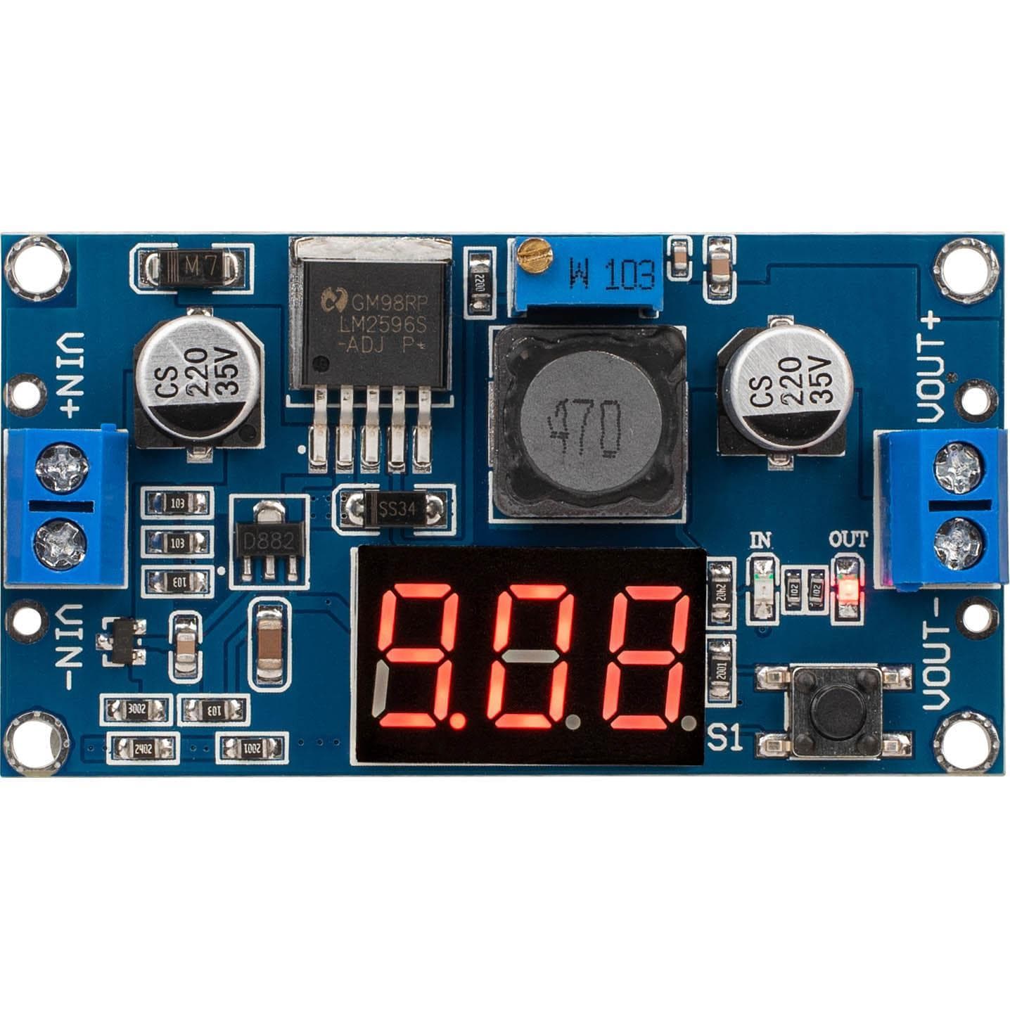 LM2596 Adjustable Buck Converter with Digital Voltmeter