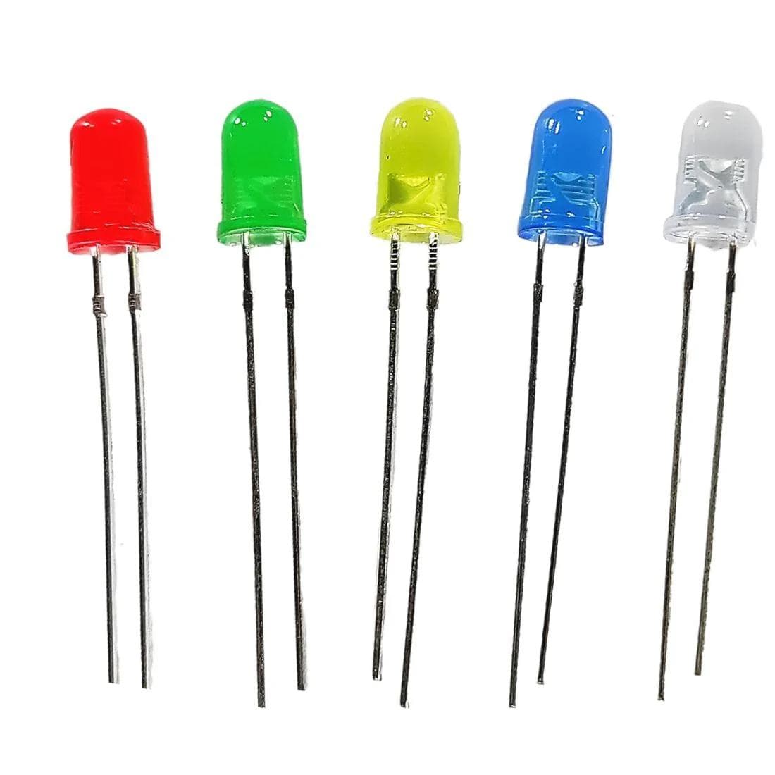 5mm LED Assorted Color Pack – Red, Green, Blue, Yellow & White